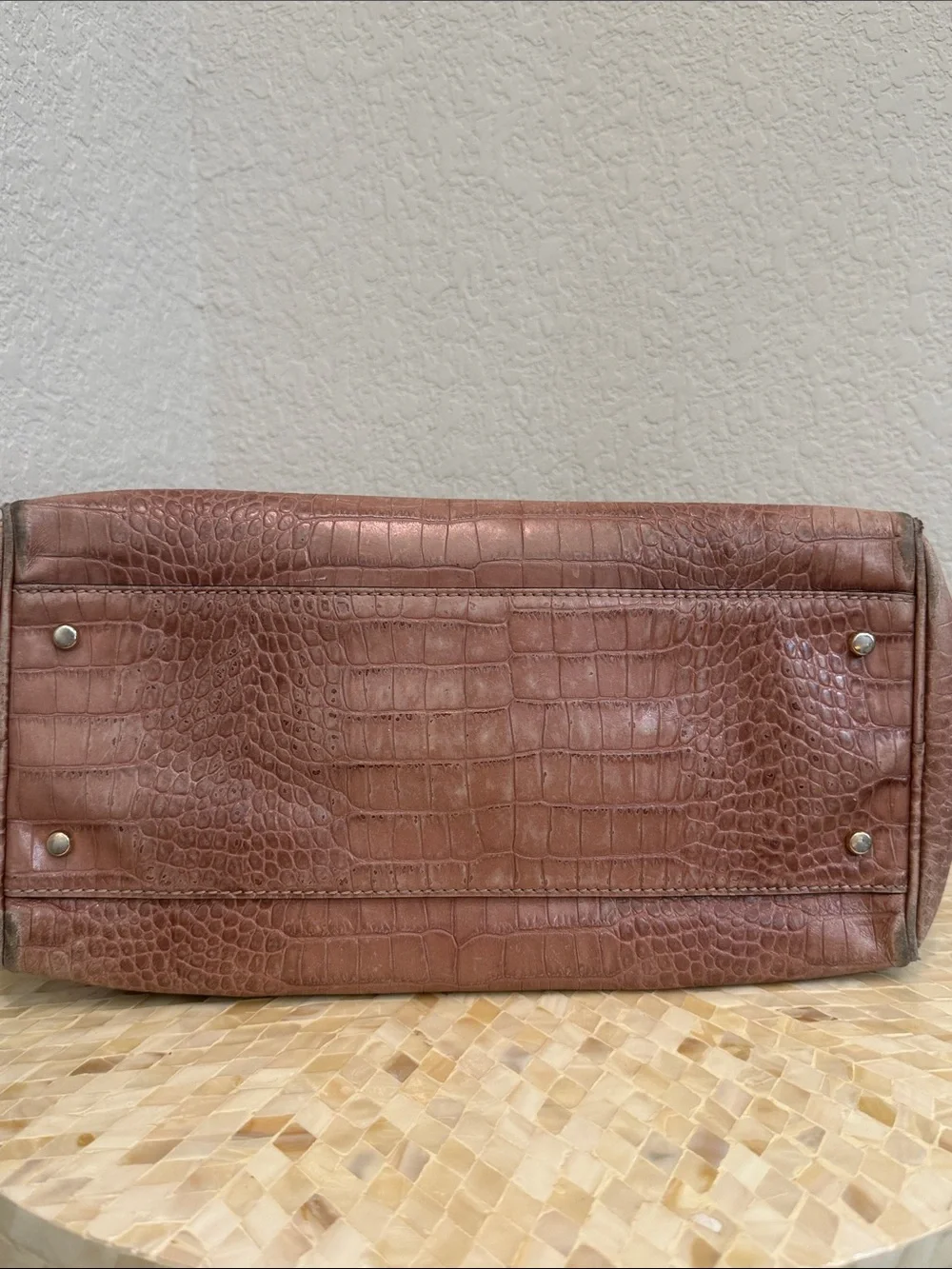 Kate Spade Brown Croc-Embossed Leather Satchel with Gold Plaque - Picture 8 of 9
